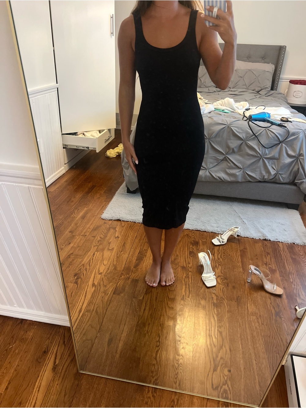 Black Scoop Neck Midi Dress - Classic Tank Style